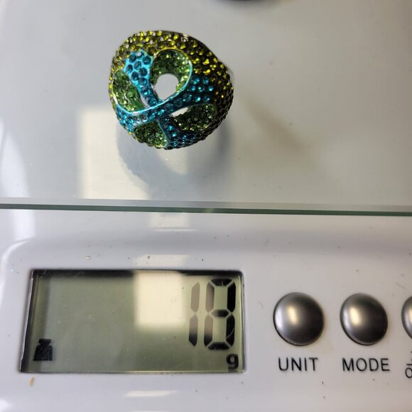 Aqua Green Rhinestone Ring SIZE 8 -Other sizes available - Picture 11 of 14